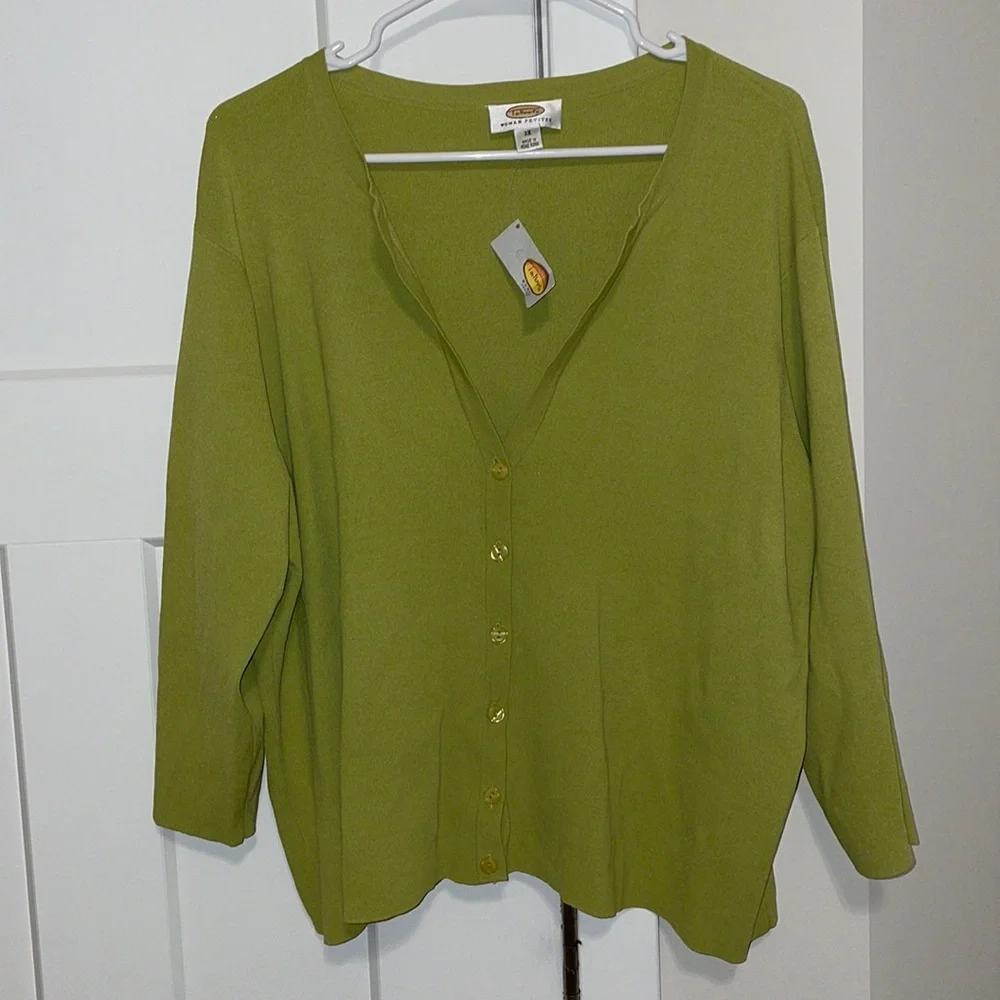 Talbots lime green cardigan